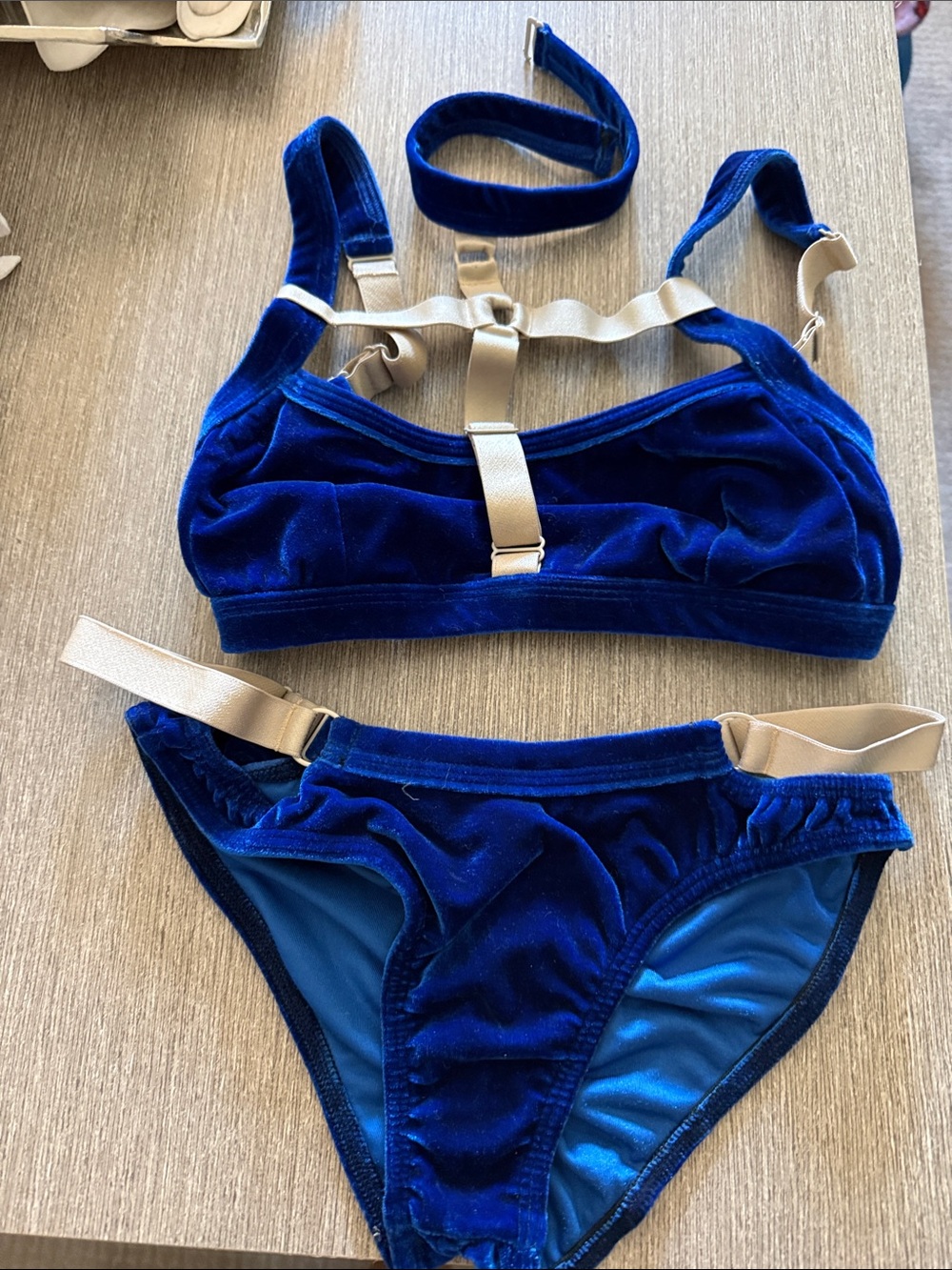 Bandurska Velvet Two-Piece pole Bikini Set in Royal Blue